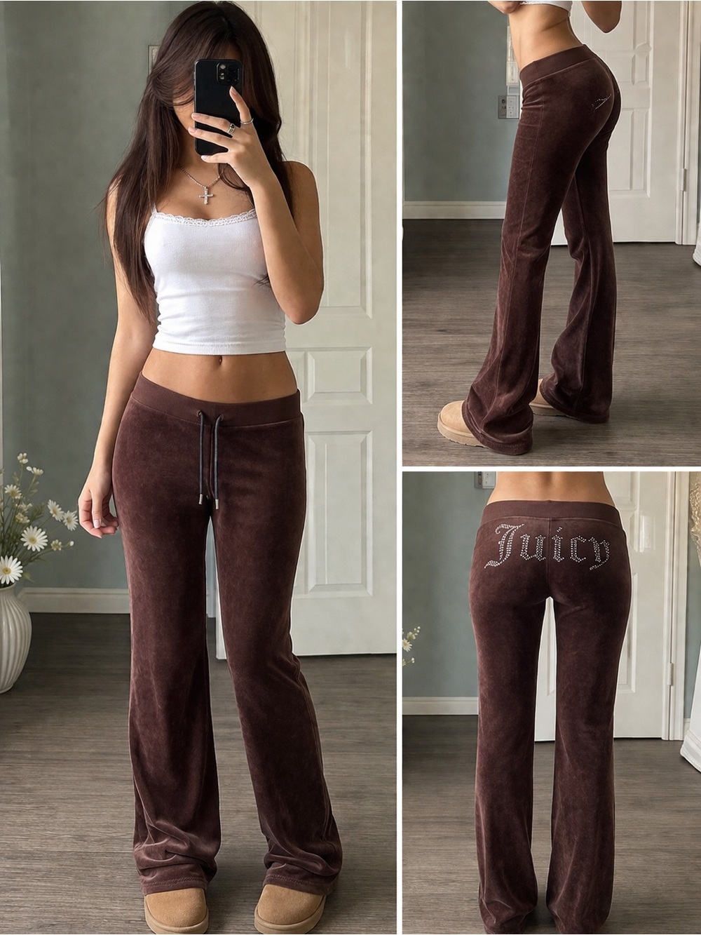 NWOT Juicy Couture Brown Velour Pants